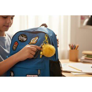 Yellow Pom Keychain With Beads & "You Are Chosen" Tag For Bags Keys Or Accessori